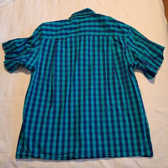 Duluth Trading Co men's size Large blue and dark teal check short sleeve shirt - Picture 6 of 6
